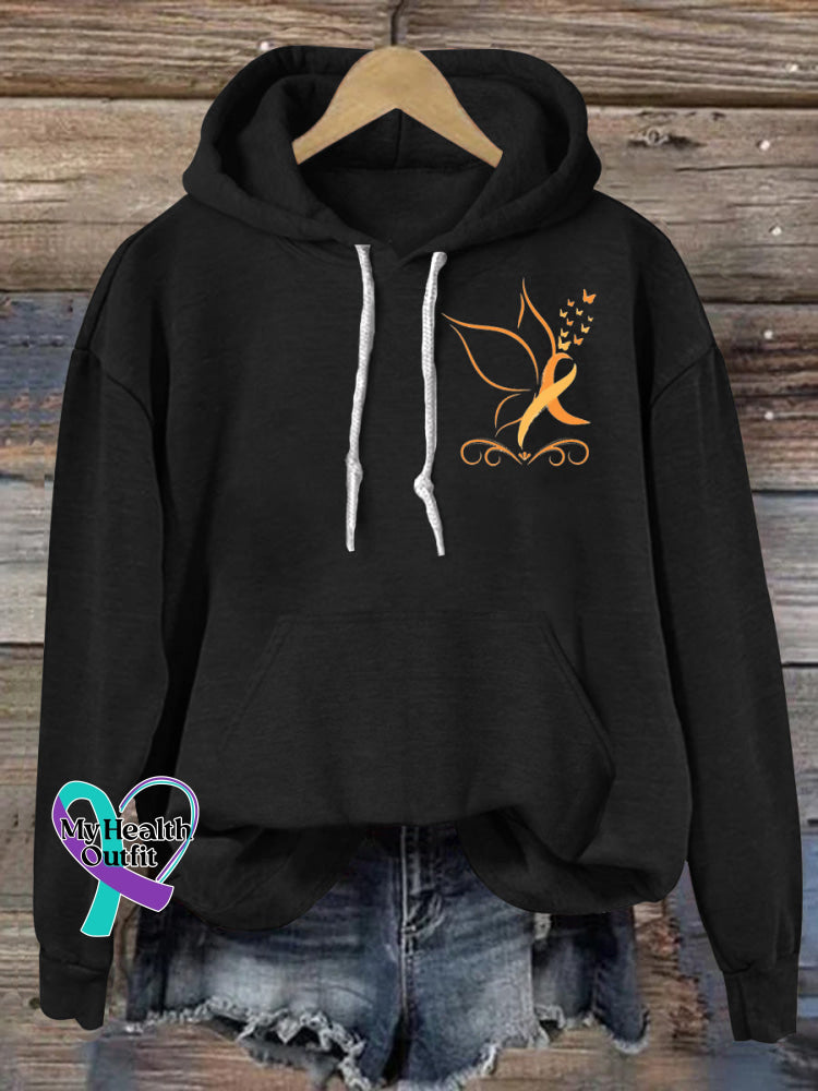 Care Multiple Sclerosis Butterfly Print Casual Hoodie Black / S