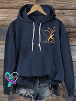 Care Multiple Sclerosis Butterfly Print Casual Hoodie Navyblue / S