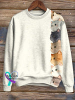 Cats Print Casual Sweatshirt Multicolor / S