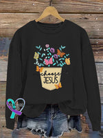Choose Jesus Crew Neck Long Sleeve Casual Sweatshirt Black / S
