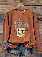 Choose Jesus Crew Neck Long Sleeve Casual Sweatshirt Orange / S