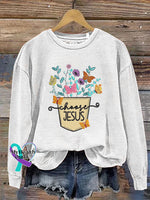 Choose Jesus Crew Neck Long Sleeve Casual Sweatshirt White / S