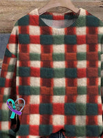 Christmas Plaid Art Print Knit Pullover Sweater