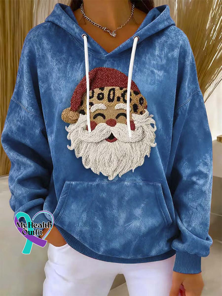 Christmas Santa Pattern Art Print Casual Sweatshirt Blue / S