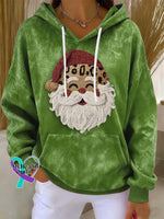Christmas Santa Pattern Art Print Casual Sweatshirt Green / S