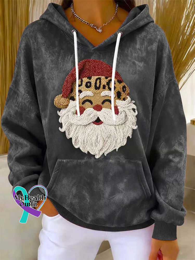 Christmas Santa Pattern Art Print Casual Sweatshirt Grey / S