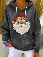 Christmas Santa Pattern Art Print Casual Sweatshirt Grey / S
