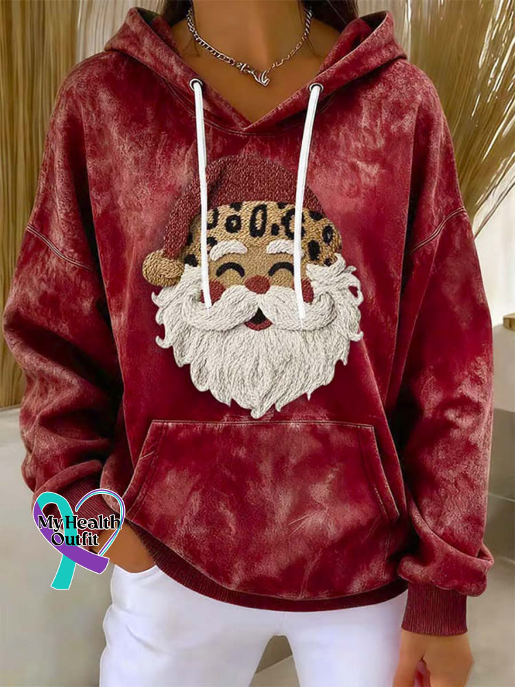 Christmas Santa Pattern Art Print Casual Sweatshirt Red / S