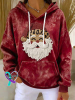 Christmas Santa Pattern Art Print Casual Sweatshirt Red / S