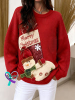 Christmas Sweater Christmas Stockings Snowman Doll Pocket Decoration Pullover Sweater Picture 1 / S