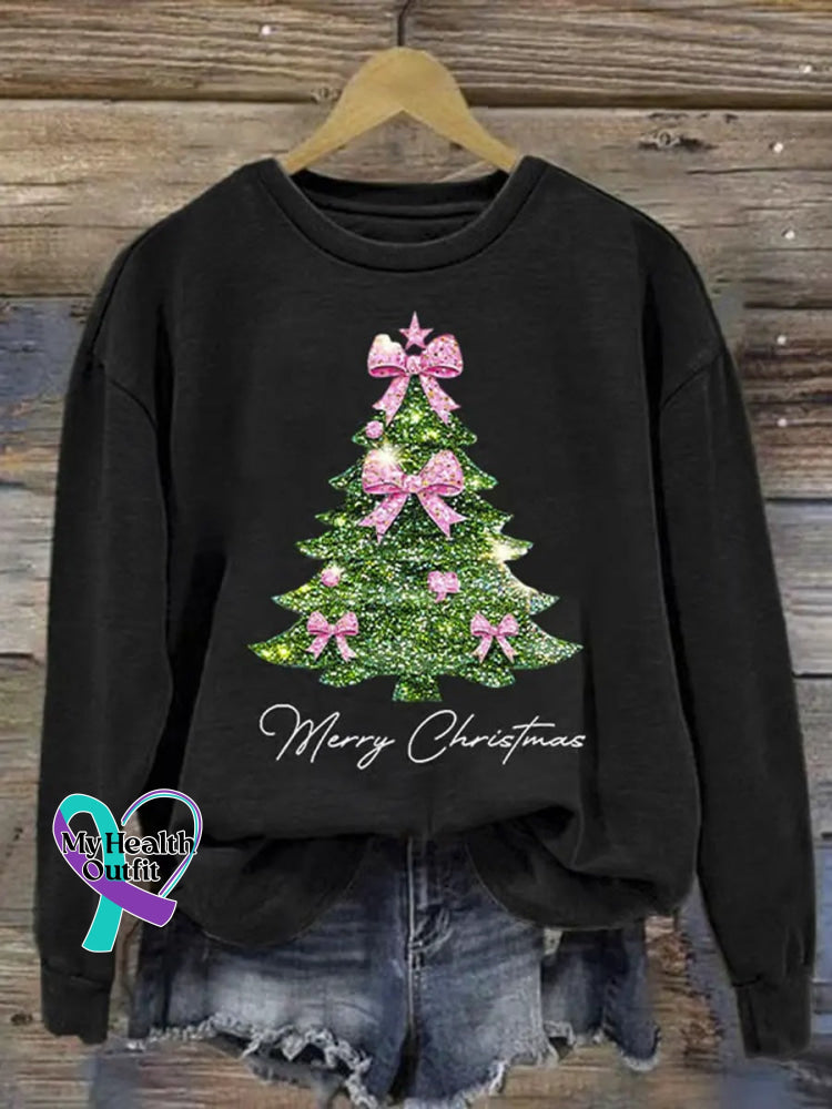 Christmas Tree Art Print Casual Sweatshirt Black / S