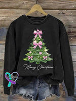 Christmas Tree Art Print Casual Sweatshirt Black / S