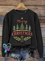 Christmas Tree Art Print Casual Sweatshirt Black / S