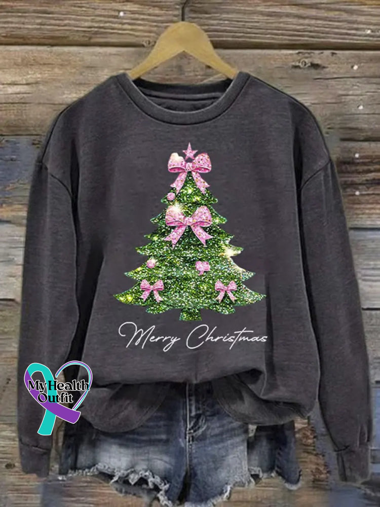Christmas Tree Art Print Casual Sweatshirt Grey / S