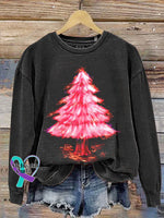 Christmas Tree Print Casual Sweatshirt Black / S