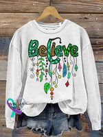 Colorful Love Crew Neck Long Sleeve Sweatshirt White / S