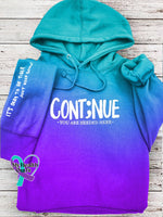 ’Cont;Nue You Are Needed Here’ Postive Encouragement Slogan Printed Casual Sweatshirt Blue &
