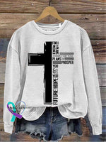 Cross Art Vintage Print Casual Sweatshirt White / S