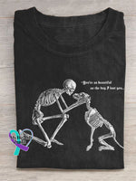 Dog And Human Skull You’re As Beautiful The Day I Lost You Art Print Design T-Shirt Black / S