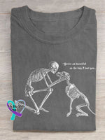 Dog And Human Skull You’re As Beautiful The Day I Lost You Art Print Design T-Shirt Grey / S