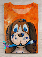 Draw A Puppy Print T-Shirt Multicolor / S