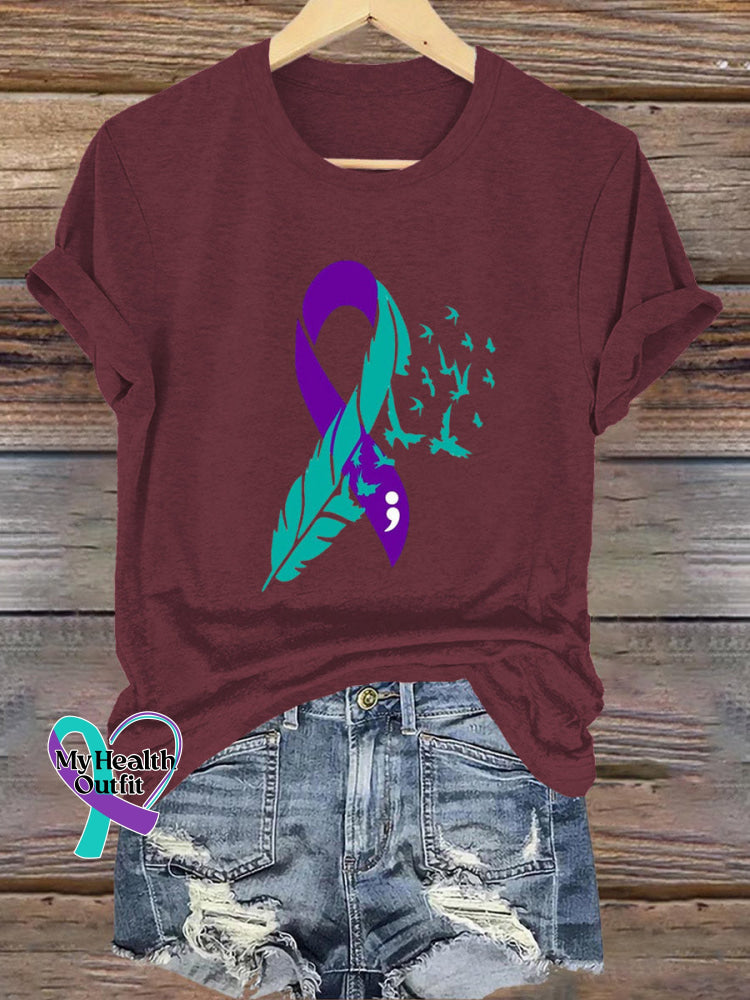 Epilepsy Awareness Crew Neck Casual T-Shirt Claret / S