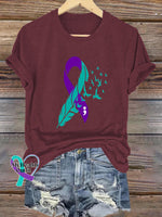 Epilepsy Awareness Crew Neck Casual T-Shirt Claret / S