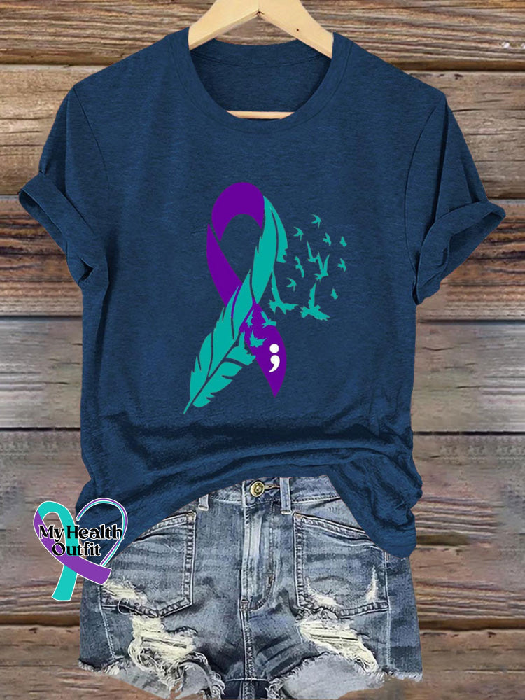 Epilepsy Awareness Crew Neck Casual T-Shirt NavyBlue / S