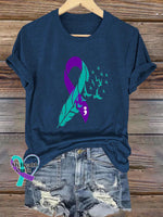 Epilepsy Awareness Crew Neck Casual T-Shirt NavyBlue / S