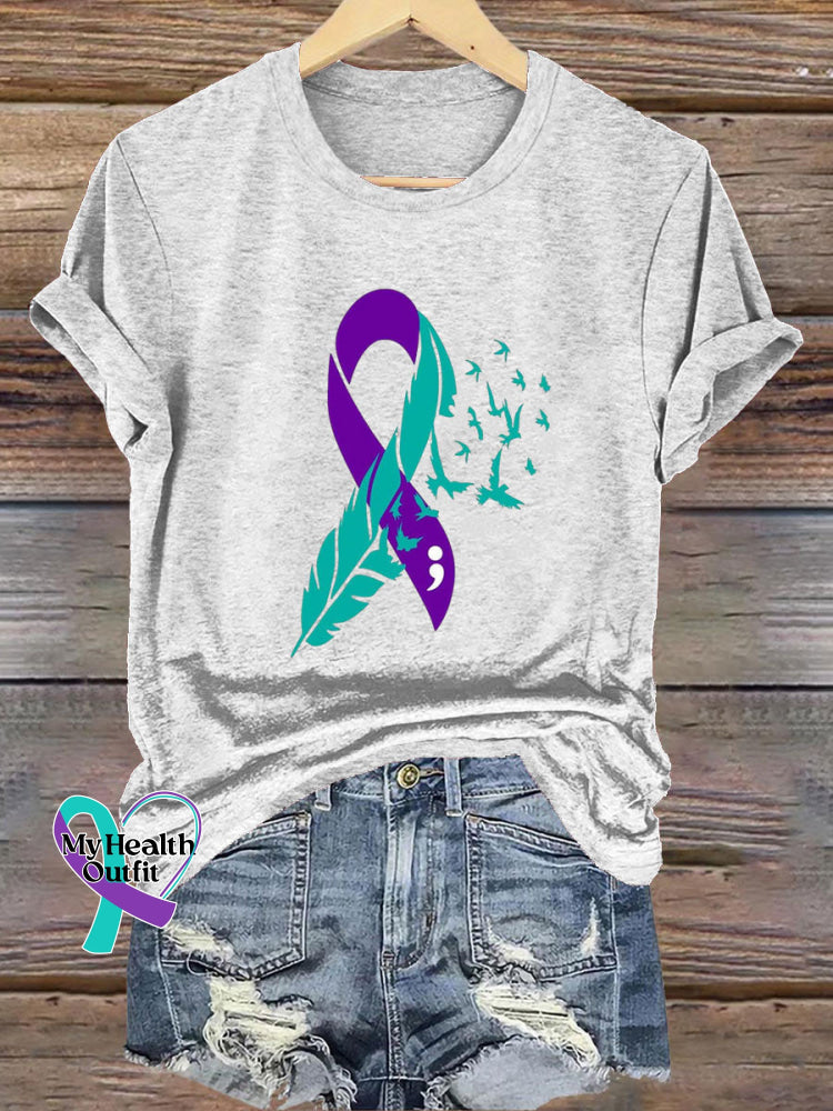 Epilepsy Awareness Crew Neck Casual T-Shirt White / S