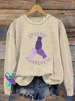 Epilepsy Awareness Printed Casual Sweatshirt Beige / S