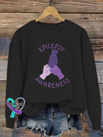 Epilepsy Awareness Printed Casual Sweatshirt Black / S