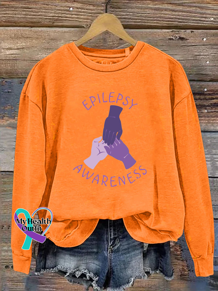 Epilepsy Awareness Printed Casual Sweatshirt Orange / S