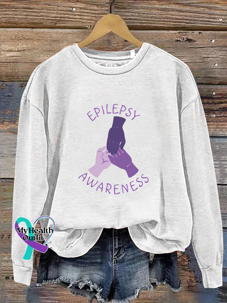 Epilepsy Awareness Printed Casual Sweatshirt White / S