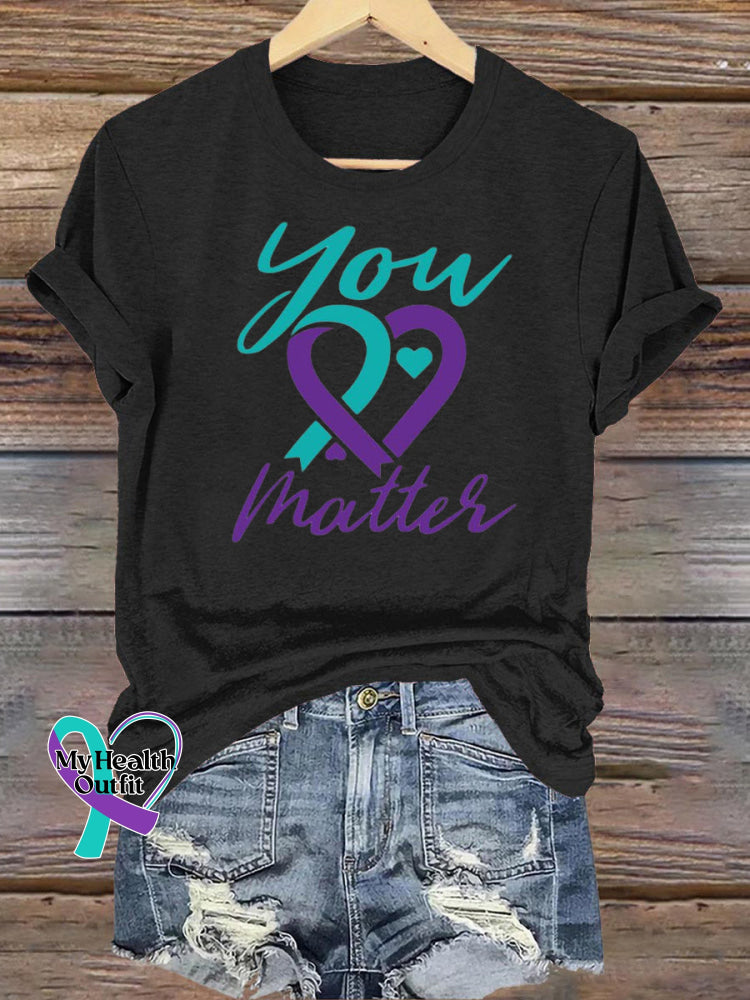 Epilepsy Awareness You Matter Crew Neck Casual T-Shirt Black / S