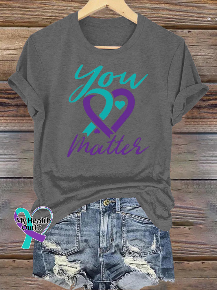 Epilepsy Awareness You Matter Crew Neck Casual T-Shirt Grey / S