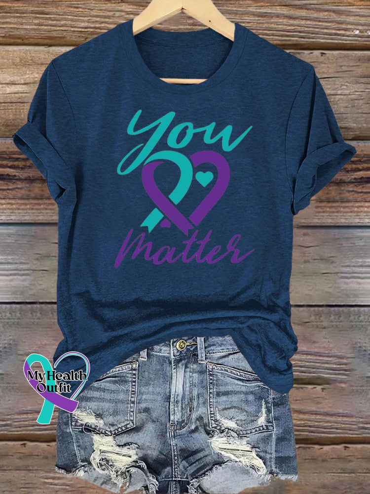 Epilepsy Awareness You Matter Crew Neck Casual T-Shirt NavyBlue / S