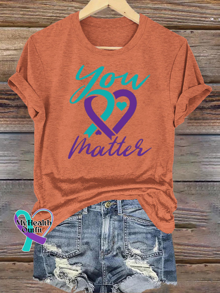 Epilepsy Awareness You Matter Crew Neck Casual T-Shirt Orange / S