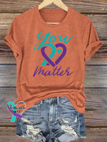 Epilepsy Awareness You Matter Crew Neck Casual T-Shirt Orange / S