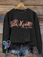 Everything Be Kind Print Casual Sweatshirt Black / S