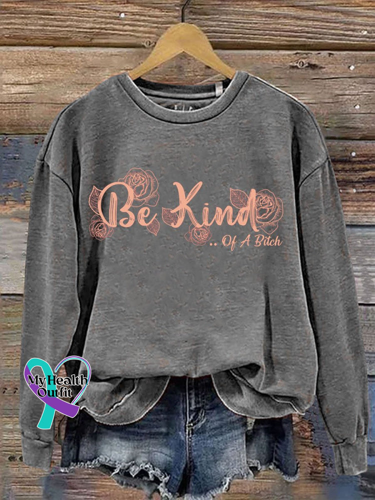Everything Be Kind Print Casual Sweatshirt Grey / S