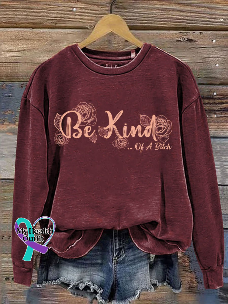 Everything Be Kind Print Casual Sweatshirt Red / S