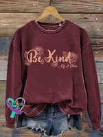 Everything Be Kind Print Casual Sweatshirt Red / S