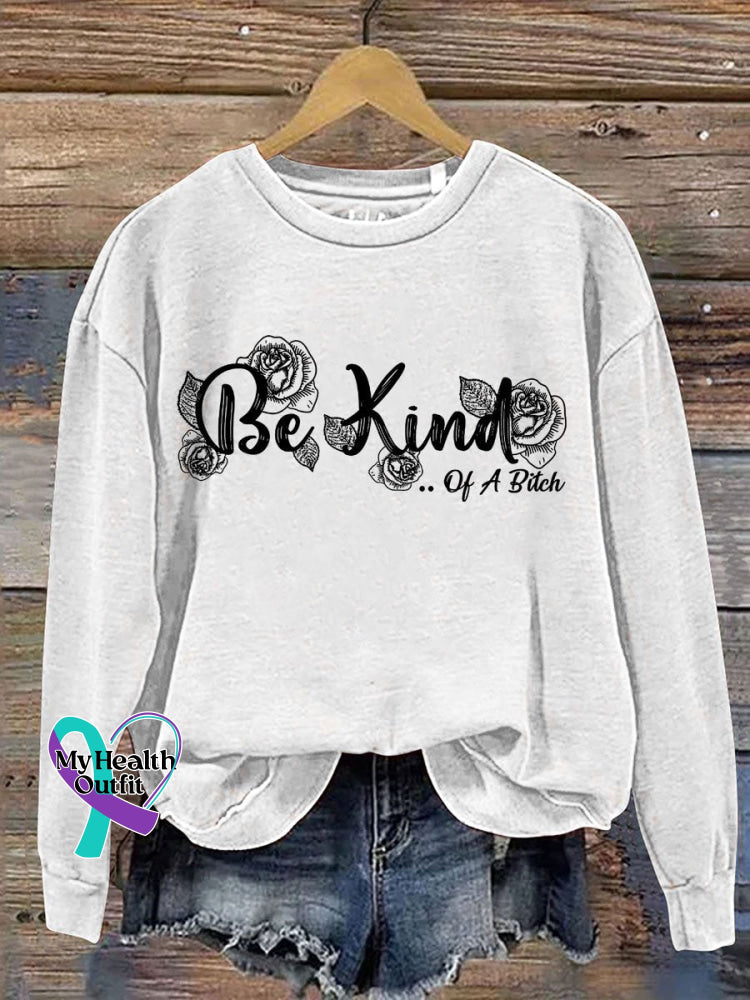 Everything Be Kind Print Casual Sweatshirt White / S