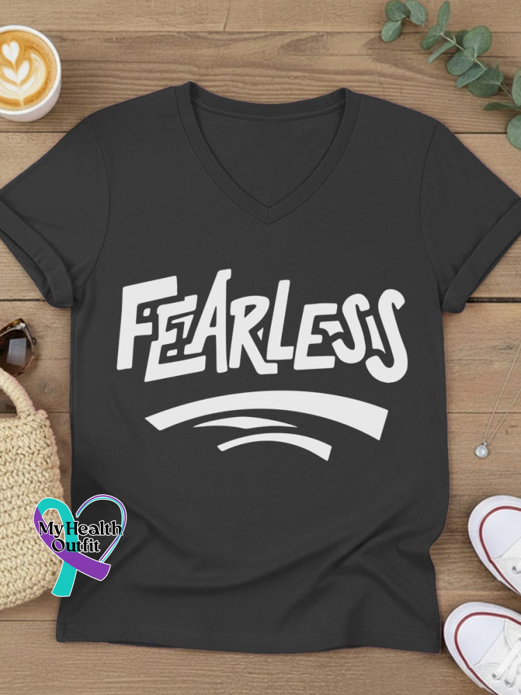 Fearless Art V-neck Casual T-Shirt Black / S