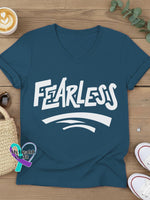Fearless Art V-neck Casual T-Shirt Blue / S