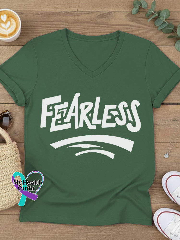 Fearless Art V-neck Casual T-Shirt Green / S