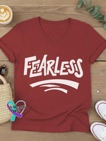 Fearless Art V-neck Casual T-Shirt Red / S