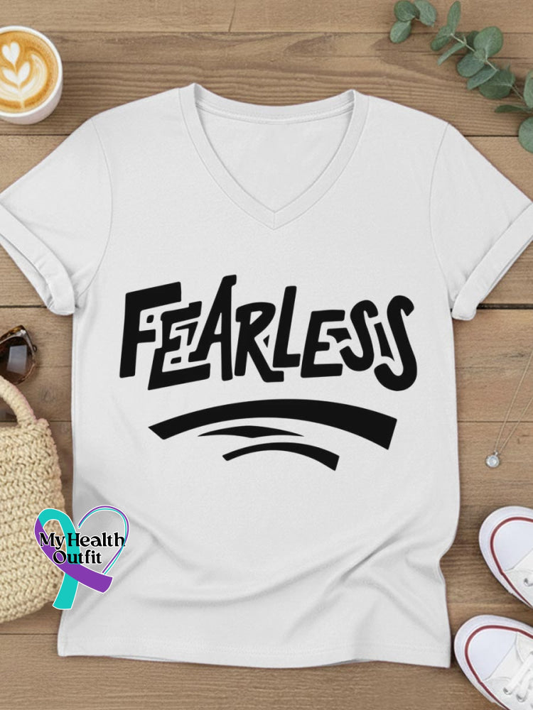 Fearless Art V-neck Casual T-Shirt White / S