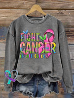 Fight Cancer In All Colors Awareness Print Casual Sweatshirt Grey / S